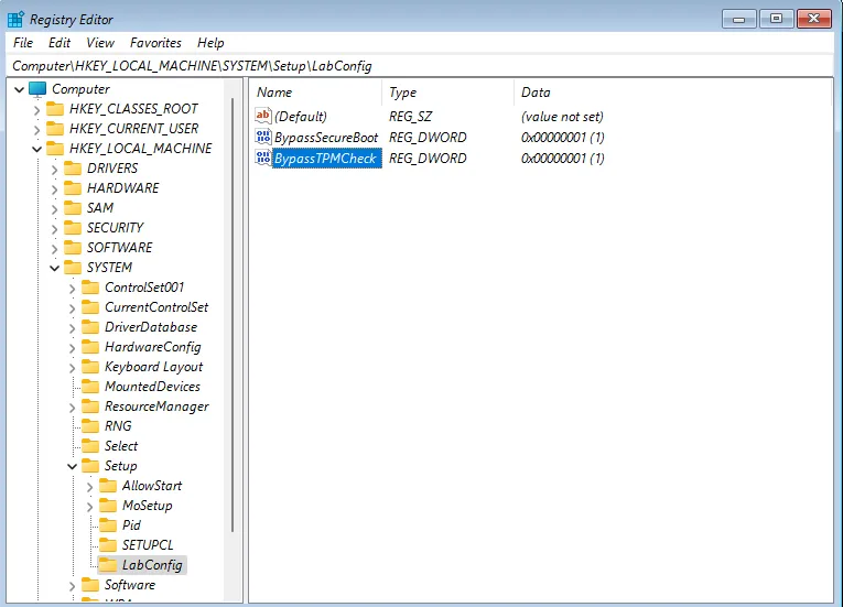 Regedit Settings